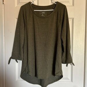 Sonoma Green 3/4 Sleeve Tie Front Blouse